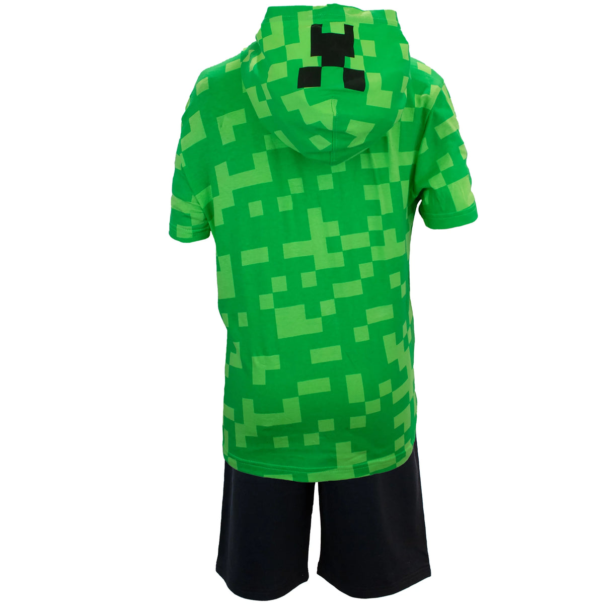 Boys Short Set with Black Short and Green Hooded T-Shirt E4974
