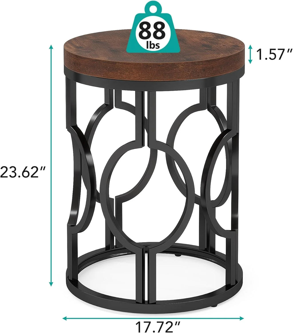 Round End Table with Metal Frame F65494