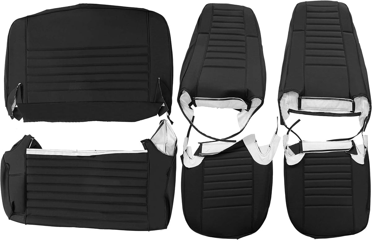 Black Faux Leather Seat Covers for Front High-Back Bucket Seats & Rear Bench Seat Q8607