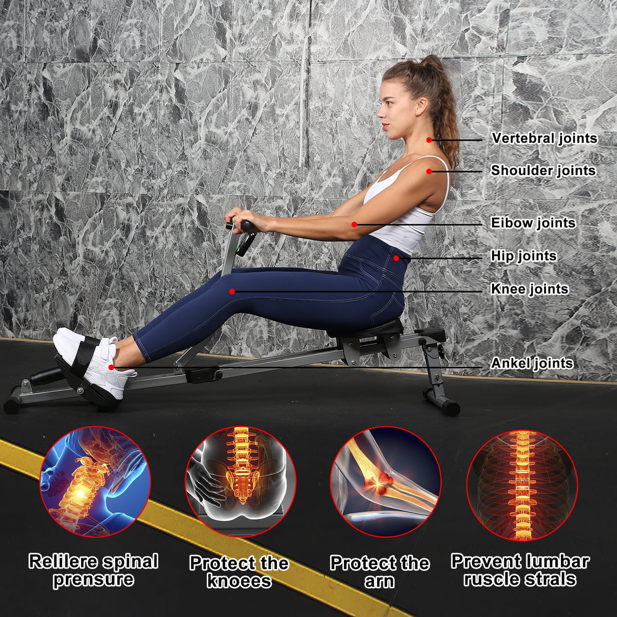 Rowing Machine with Adjustable Resistance and Digital Monitor O64605