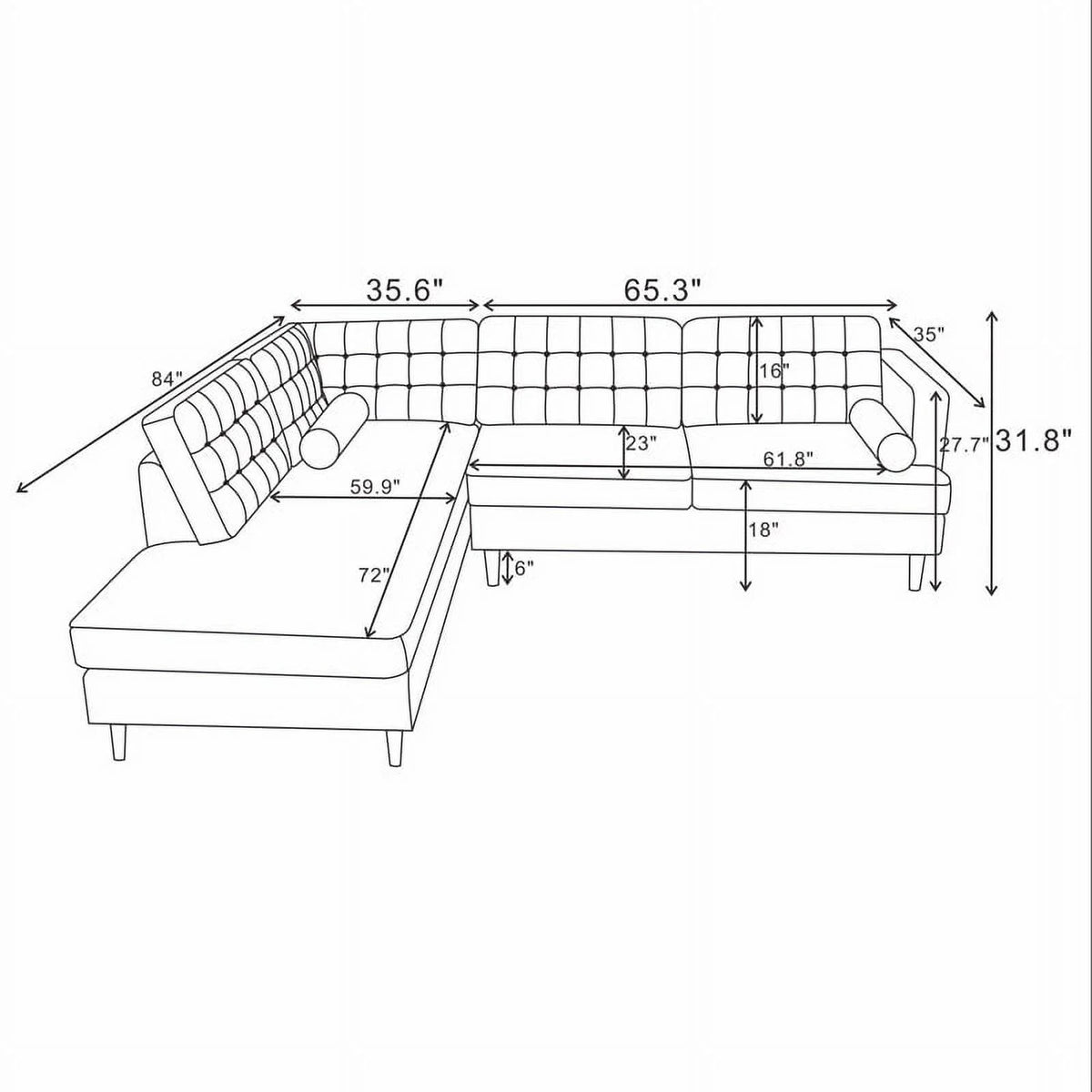 Green Velvet Right-Facing Upholstered Sectional K544353