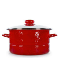 Solid Red 6 qt. Enamelware Stock Pot with Glass Lid Q1138