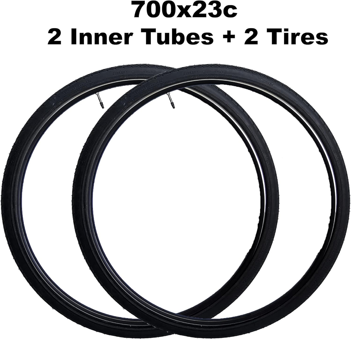 (2 Set) 28 Inches 700x23c Replacement Road Bike Tires and Inner Tubes with 48mm Reinforced Brass Presta Valves and 2 Tire Levers O662
