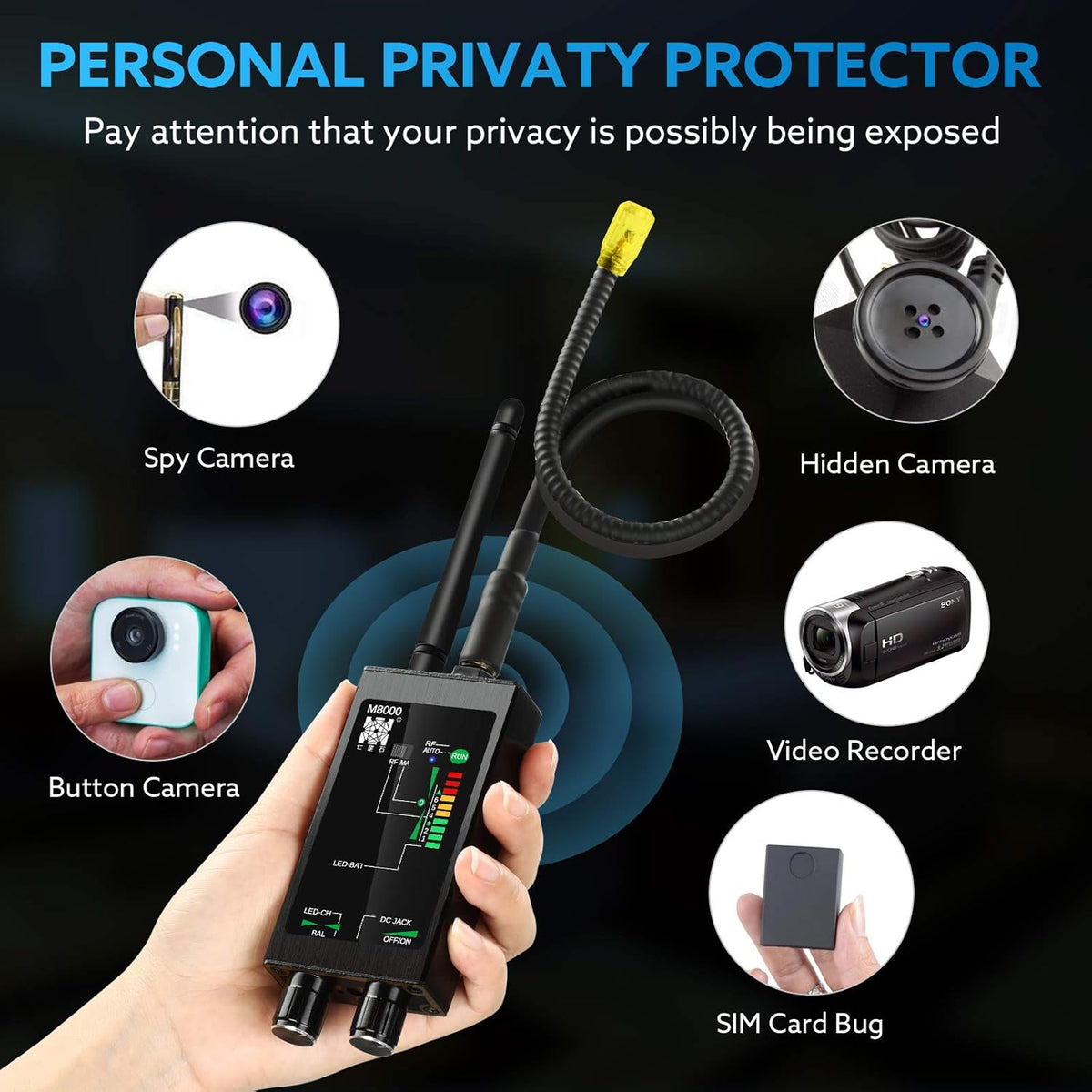 RF Signal Detector Bug Detector Anti Tracking Camera Detector Finder D448