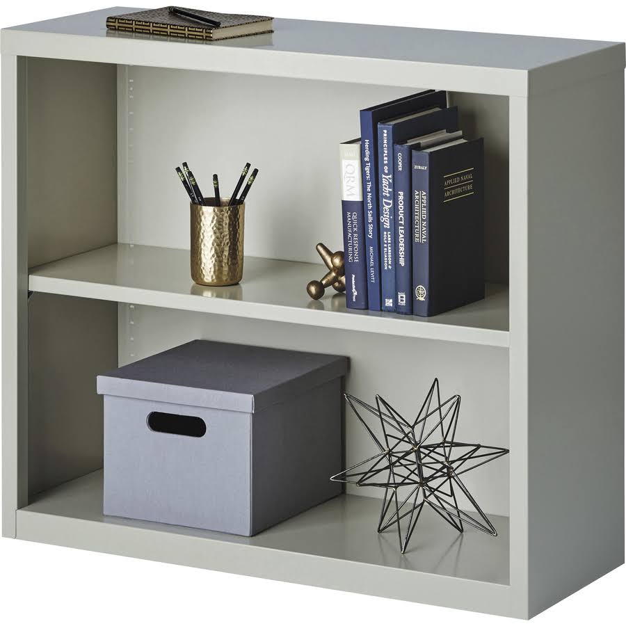 Steel Bookcase, 2-Shelf, Light Gray K21412