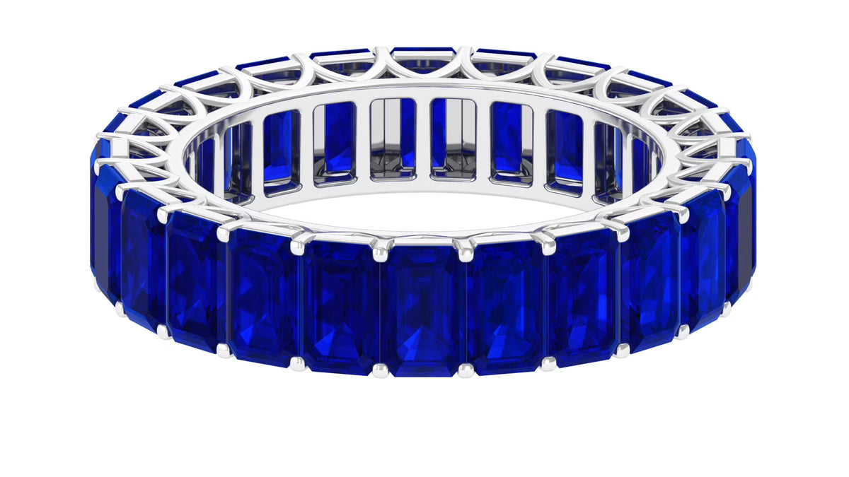 14K White Gold Octagon Cut Blue Sapphire Eternity Ring H578123