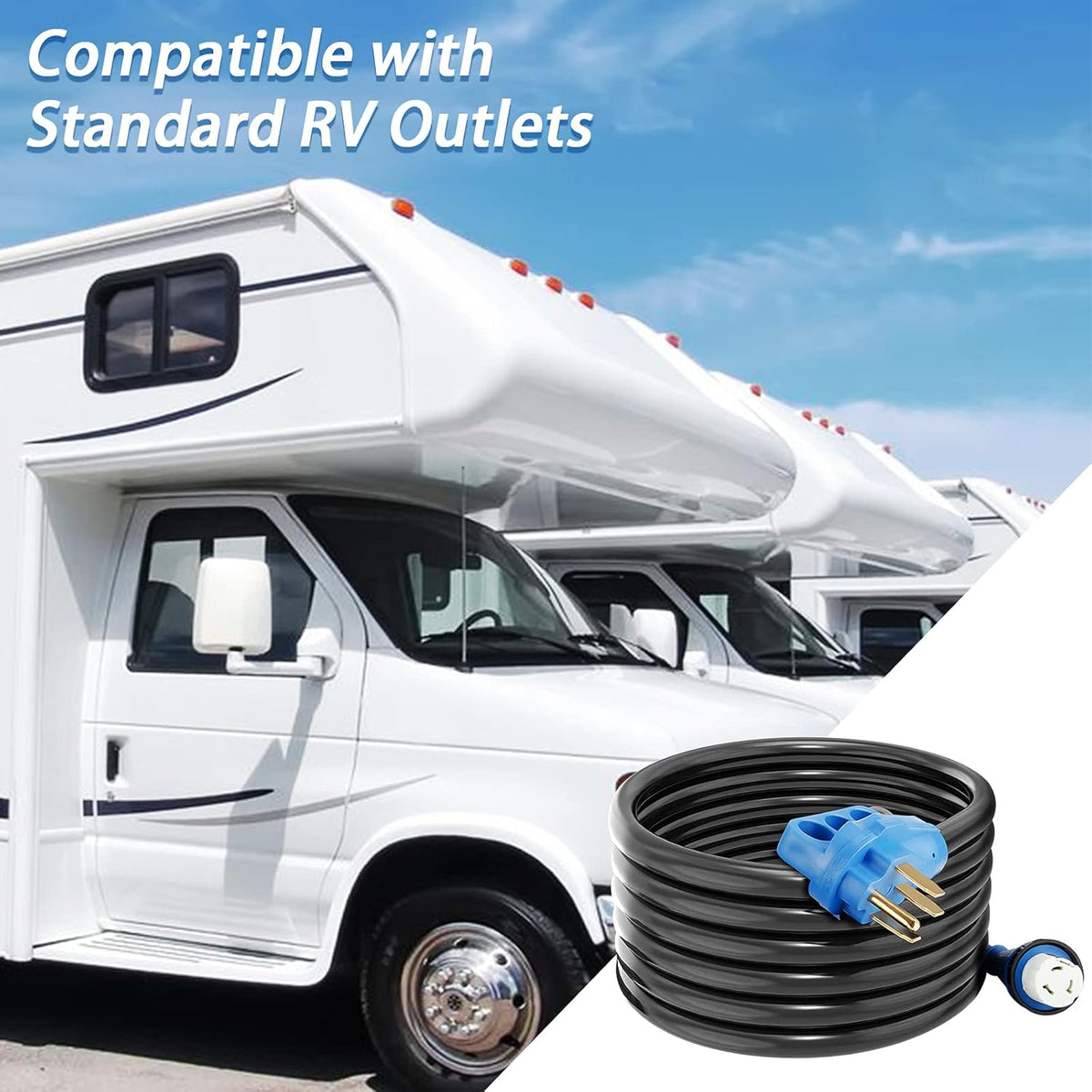 50 Amp 25 Feet RV Power Extension Cord Blue W5324