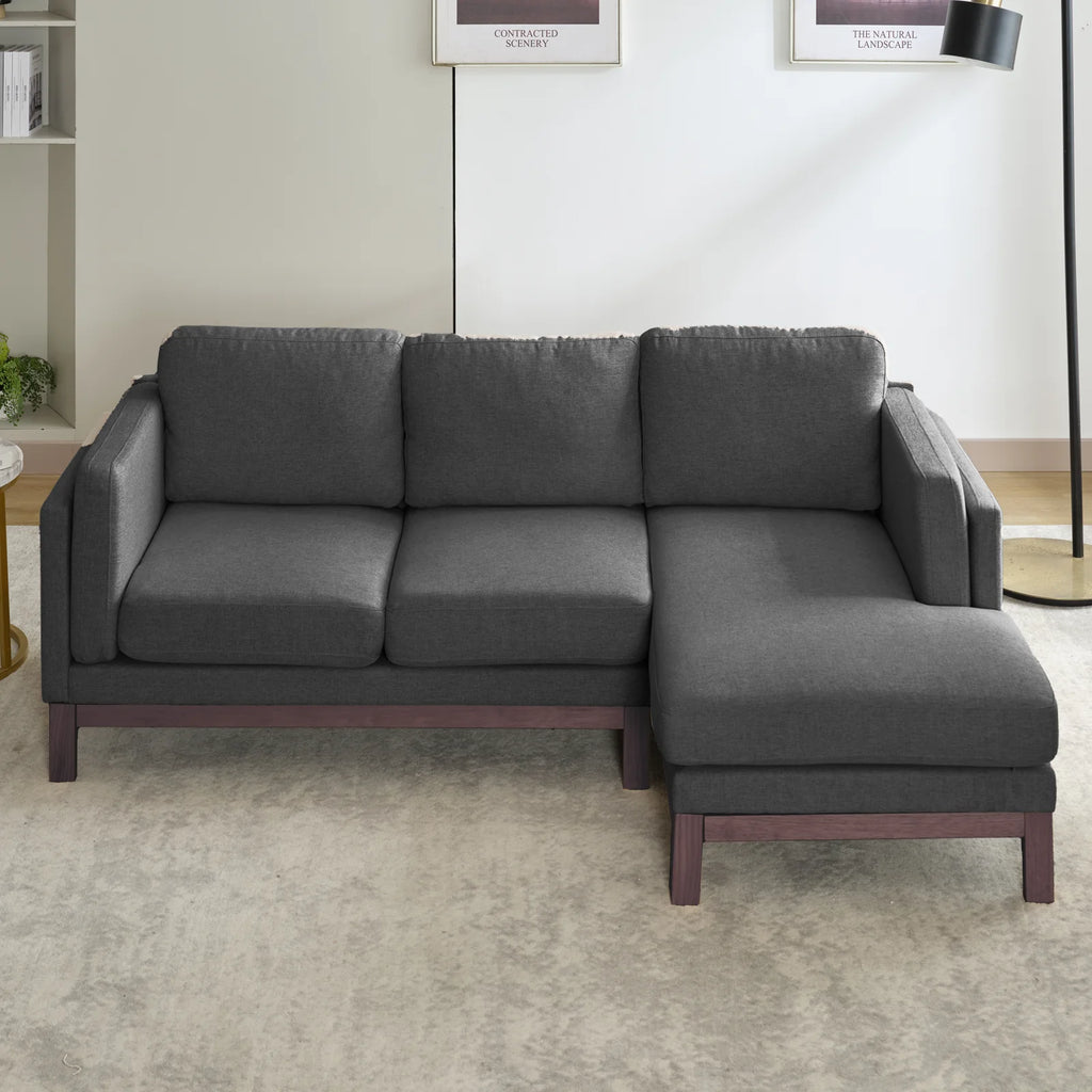 Dark Grey L-Shaped Sectional Sofa with Chaise Lounge J1246