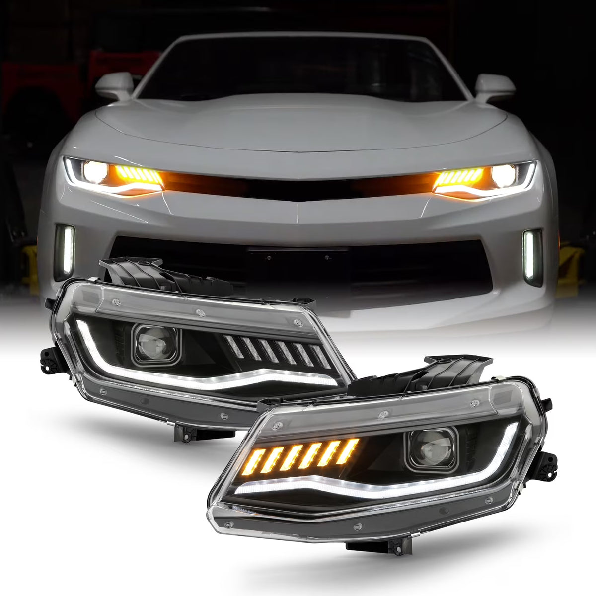 Black LED Projector Headlights Pair C5099