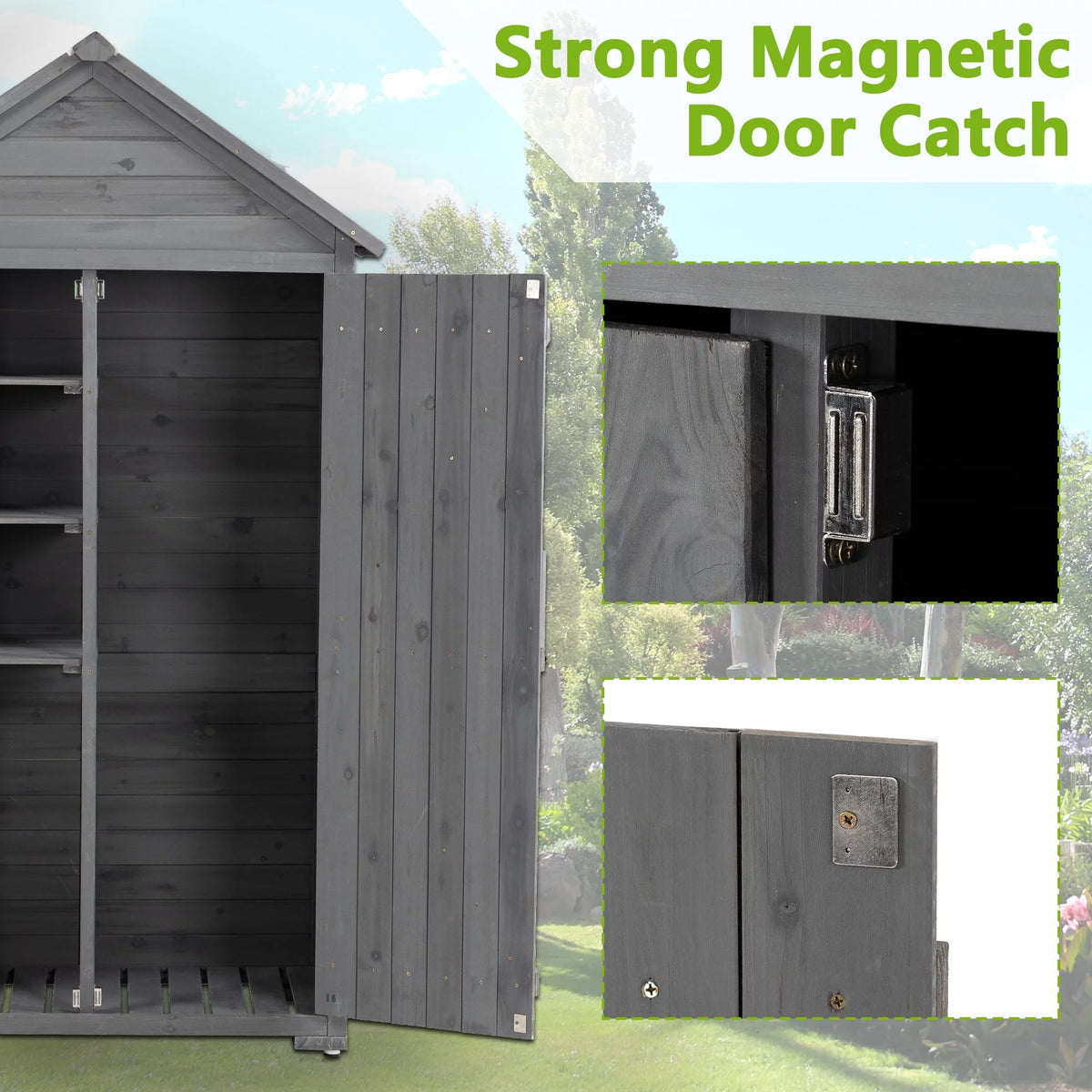Outdoor Wood Storage Cabinet with Shelves and Latch C231