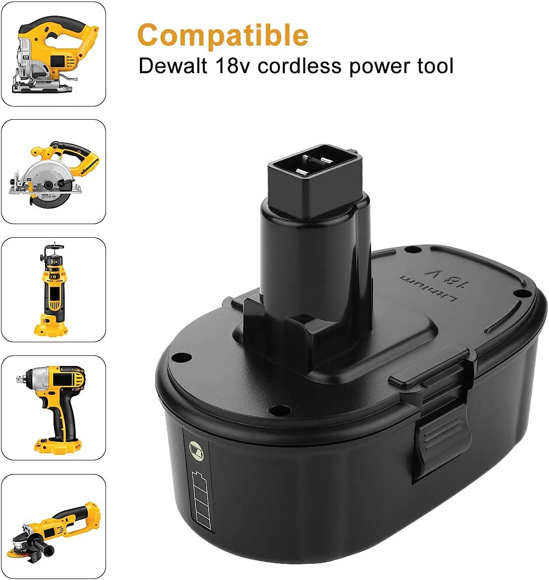 2Pack 5.0Ah Lithium Battery for Dewalt 18V A5463