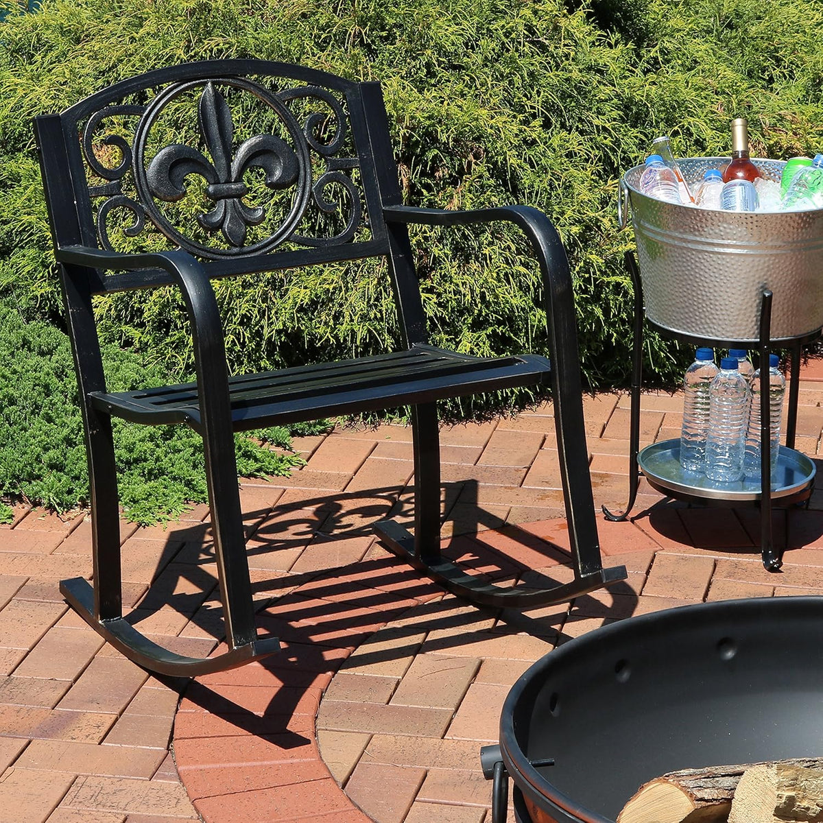 Cast Iron and Steel Outdoor Rocking Chair O590341