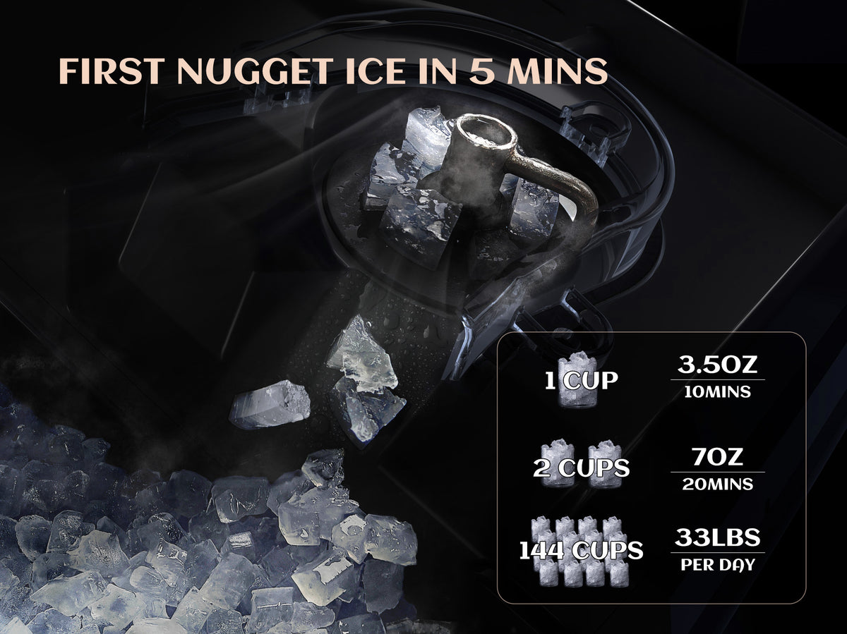 Stainless Steel Countertop Nugget Ice Maker, 33 lbs Daily Output, Self-Cleaning I56621