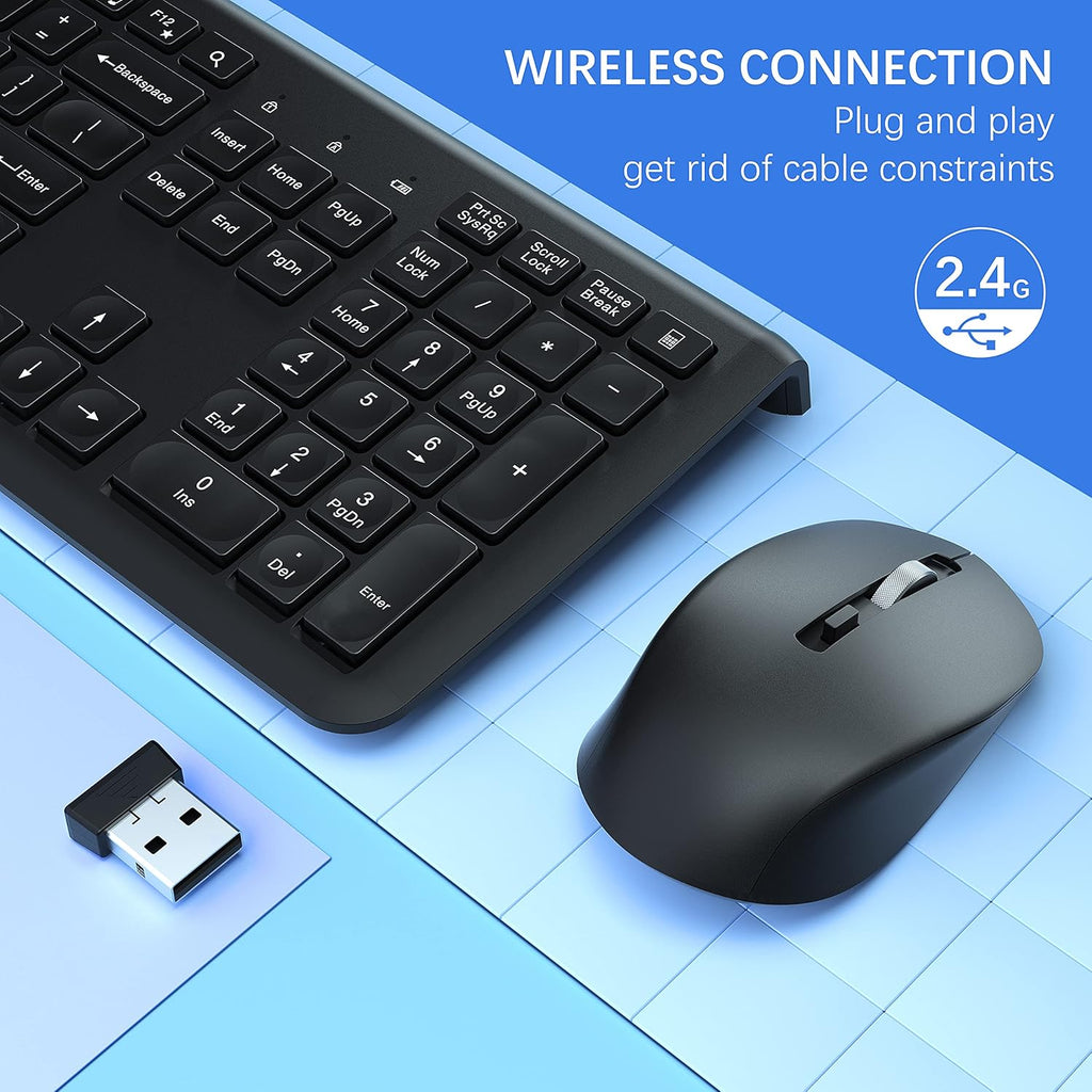 Wireless Silent Keyboard and Mouse Combo with Calculator Button E471