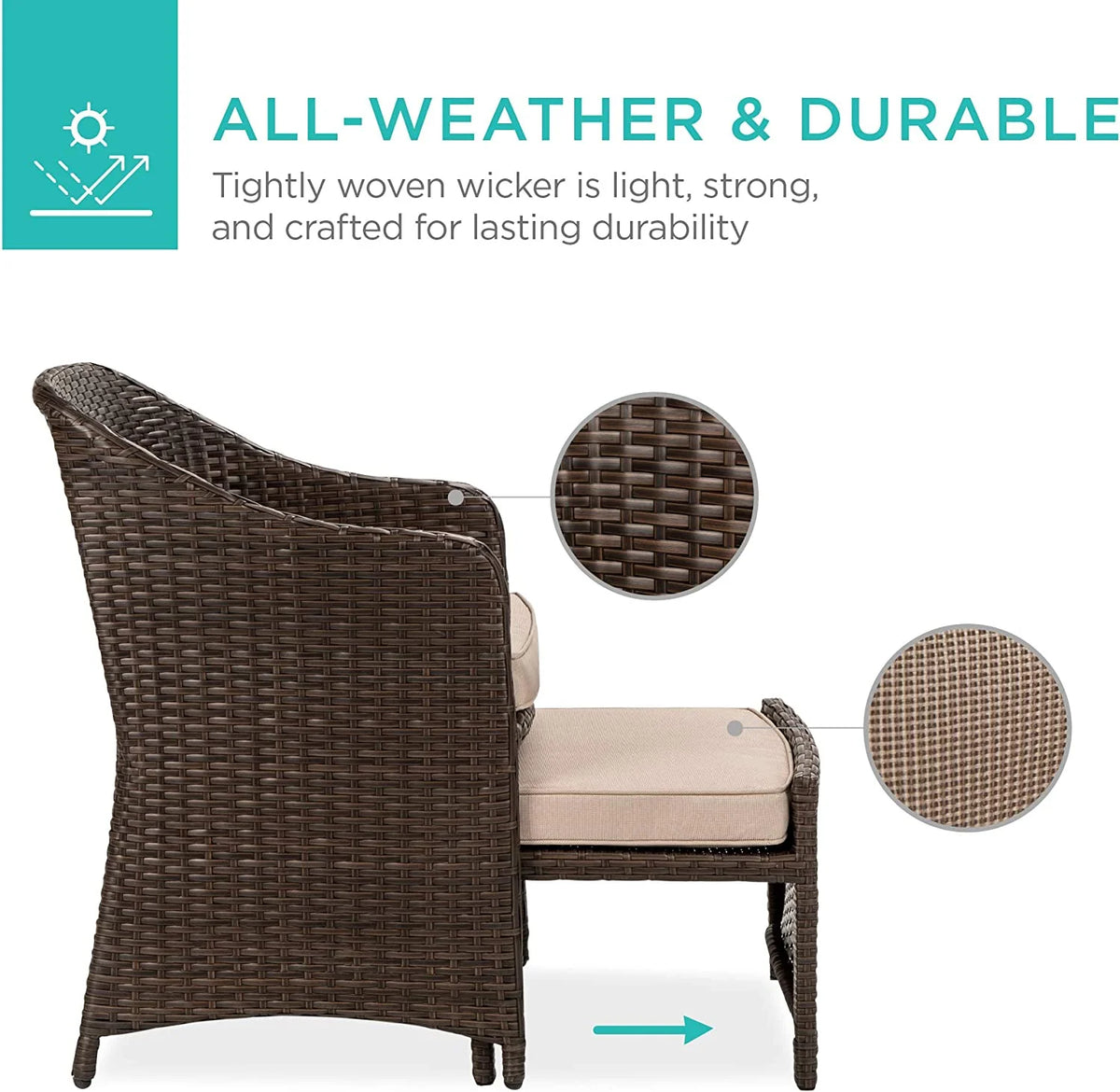 5-Piece Wicker Outdoor Patio Furniture Set with Storage Table L819084