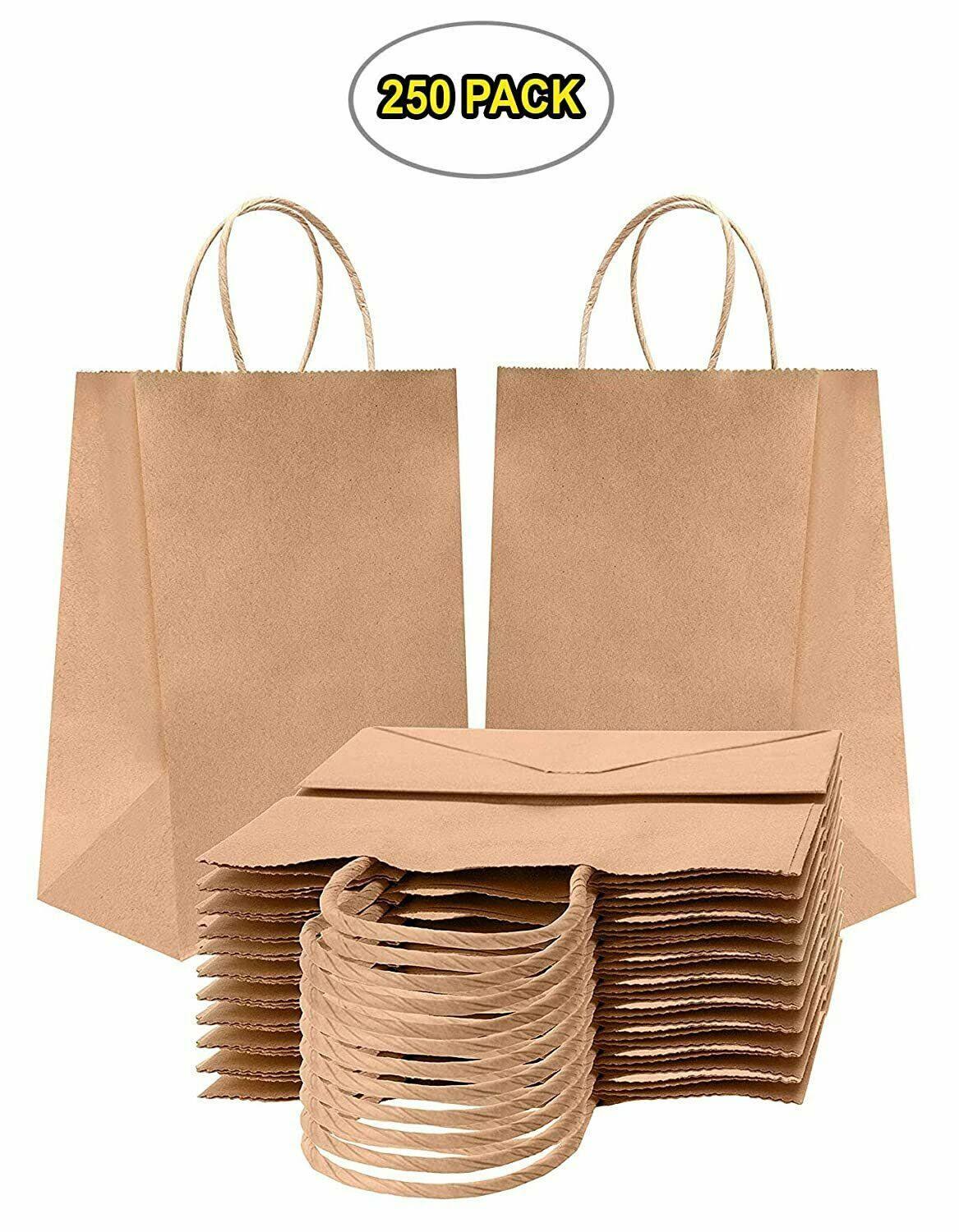250 Brown Kraft Paper Shopping Bags 8 x 4.75 x 10.5 N167203