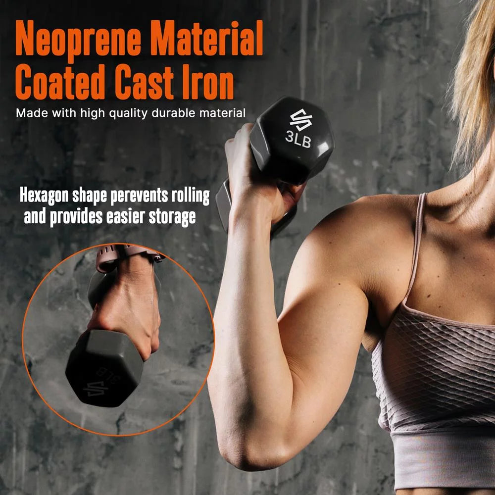 20 lbs. Neoprene Coated Dumbbell Set with Stand E598783