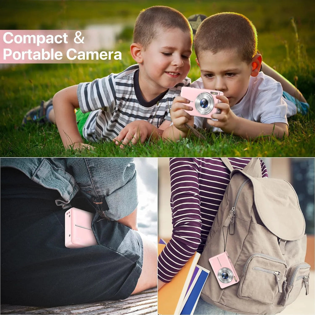 Black 1080P 44MP Kids Digital Camera with 16X Zoom W7228