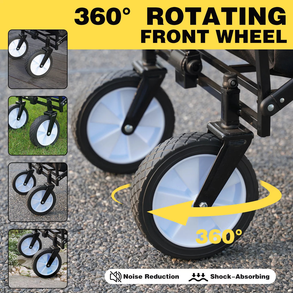 Folding Wagon Cart with Wheels, Black N907998