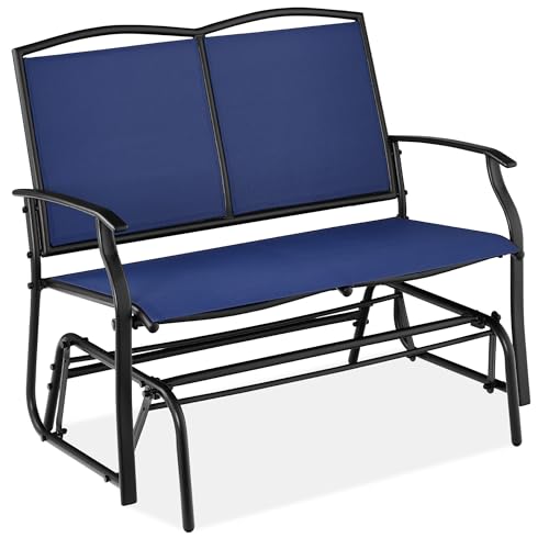 Forest Green/Brown Steel Frame Textilene Fabric 2-Person Outdoor Patio Swing Glider Bench T44805