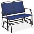 Forest Green/Brown Steel Frame Textilene Fabric 2-Person Outdoor Patio Swing Glider Bench T44805
