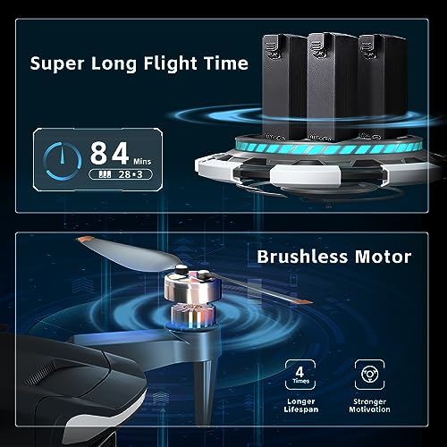 2650 ft Long Range Brushless Motor Drone with 4K HD Camera, 84 Mins Flight Time, 3 Batteries K983