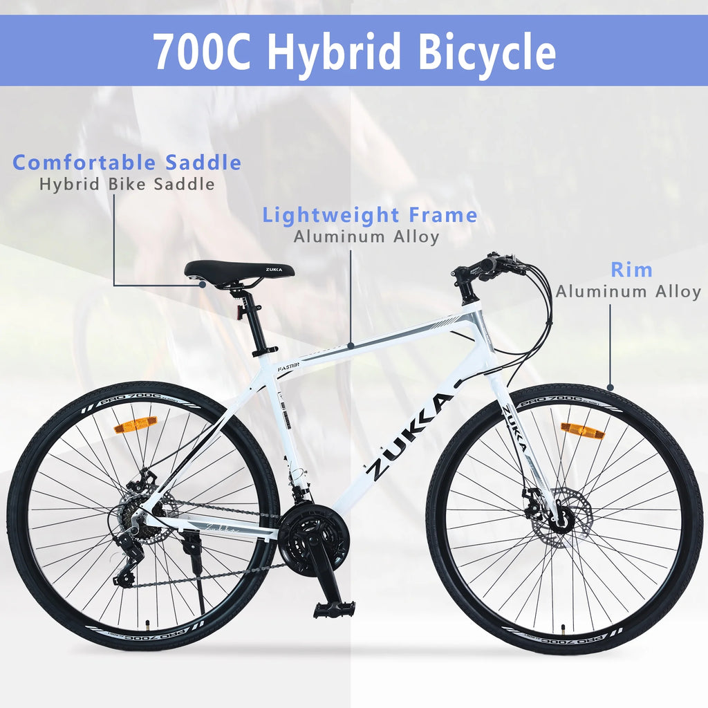 21 Speed Hybrid Bike Disc Brake 700C City Bicycle M4730