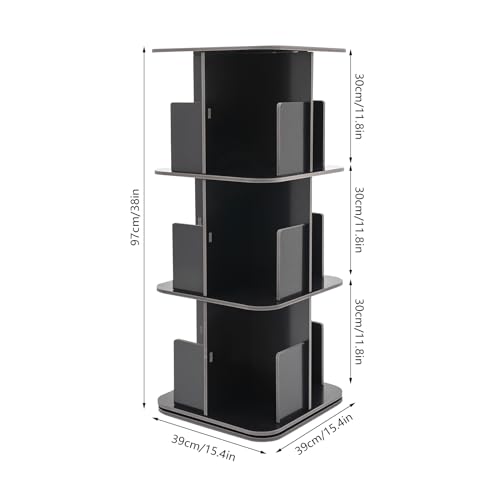 Black 3 Tier Rotating Bookcase V24717