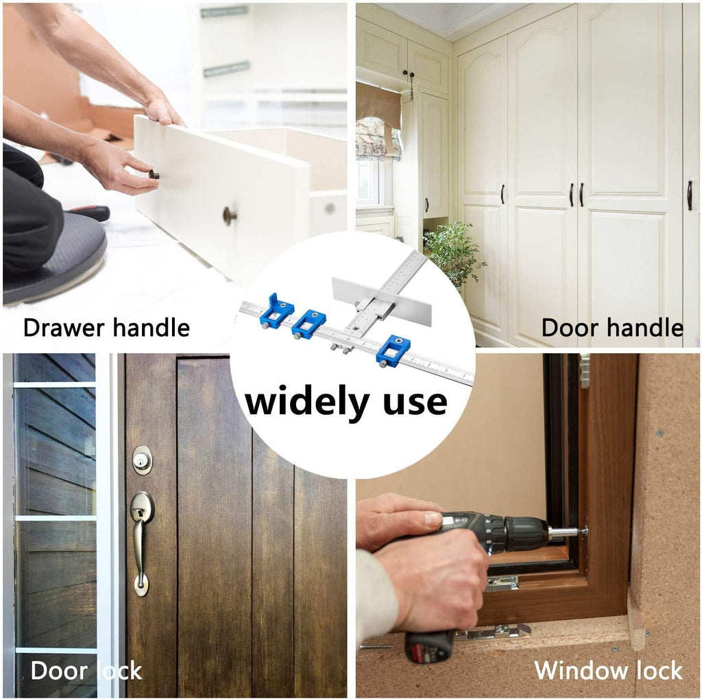 Cabinet Hardware Jig Aluminum Alloy Drill Guide Drawer Pull Drilling Templates Tool Pack of 2 V9833
