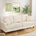 Beige 87" Corduroy 3 Seater Sofa with 2 Pillows H19363