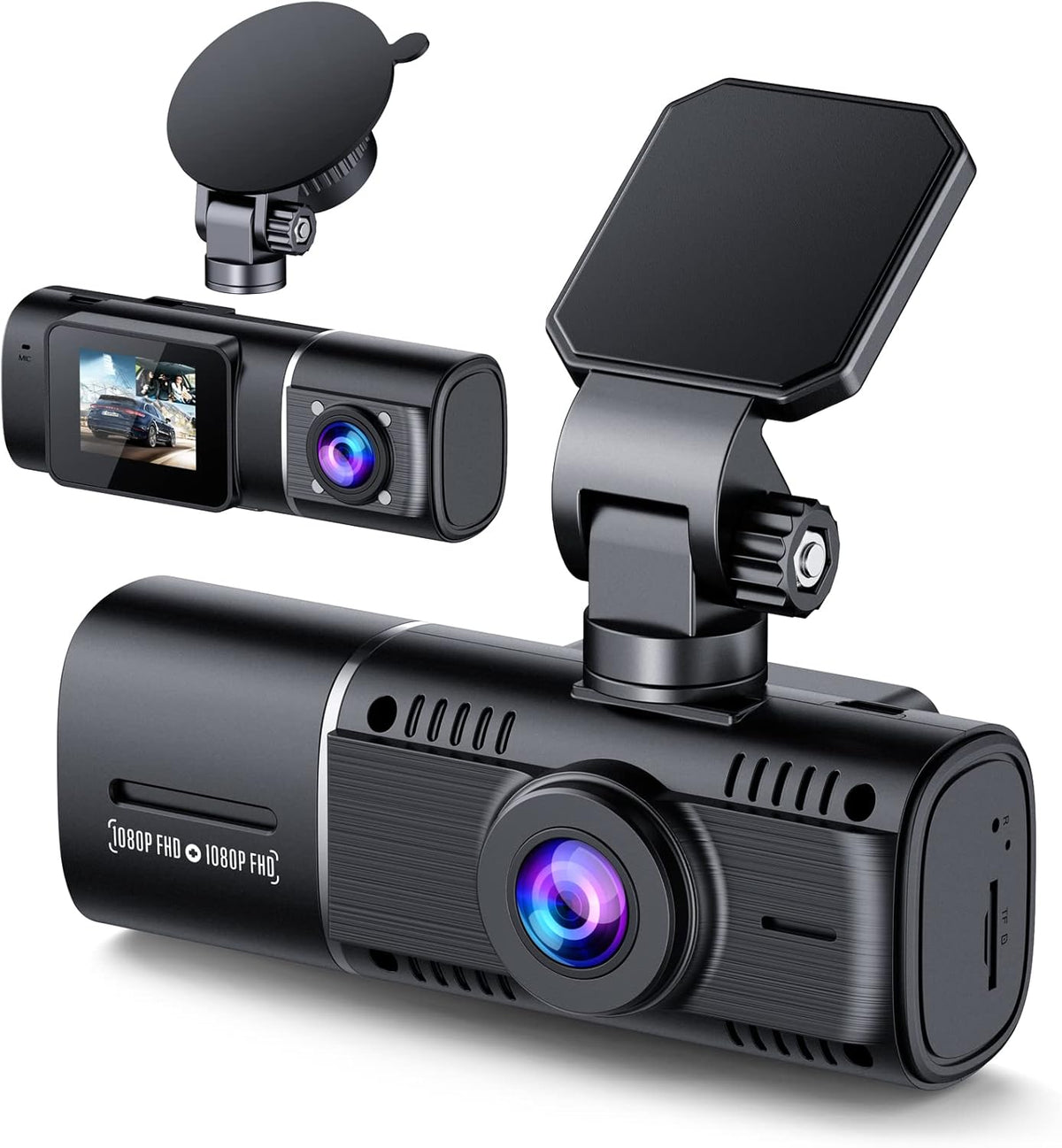 Dual Dash Cam Front and Inside 1080P IR Night Vision Car Camera 1.5 inch Screen Pack of 2 B16778