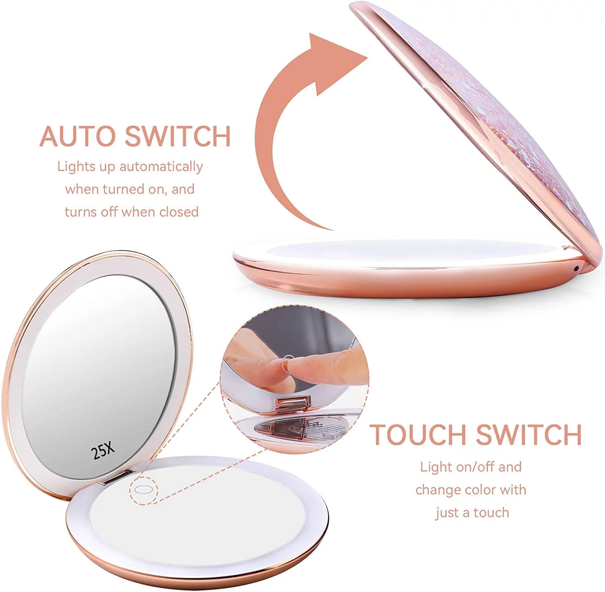 5 inches 1x/25x Magnification Makeup Mirror with LED Lights S9509