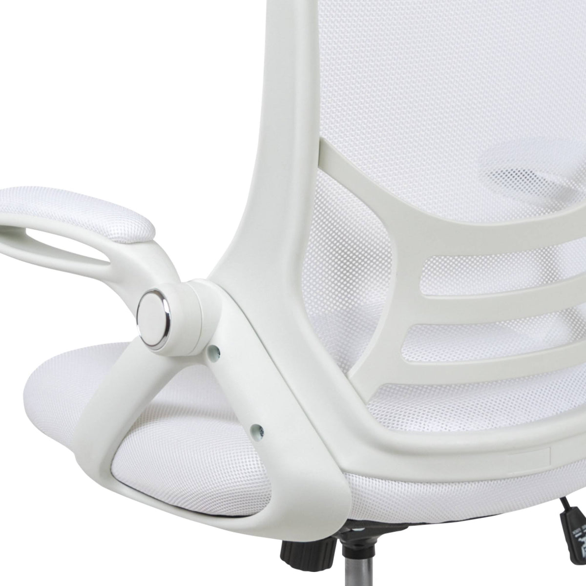 White High Back Mesh Ergonomic Swivel Office Chair with Flip Up Arms O631307