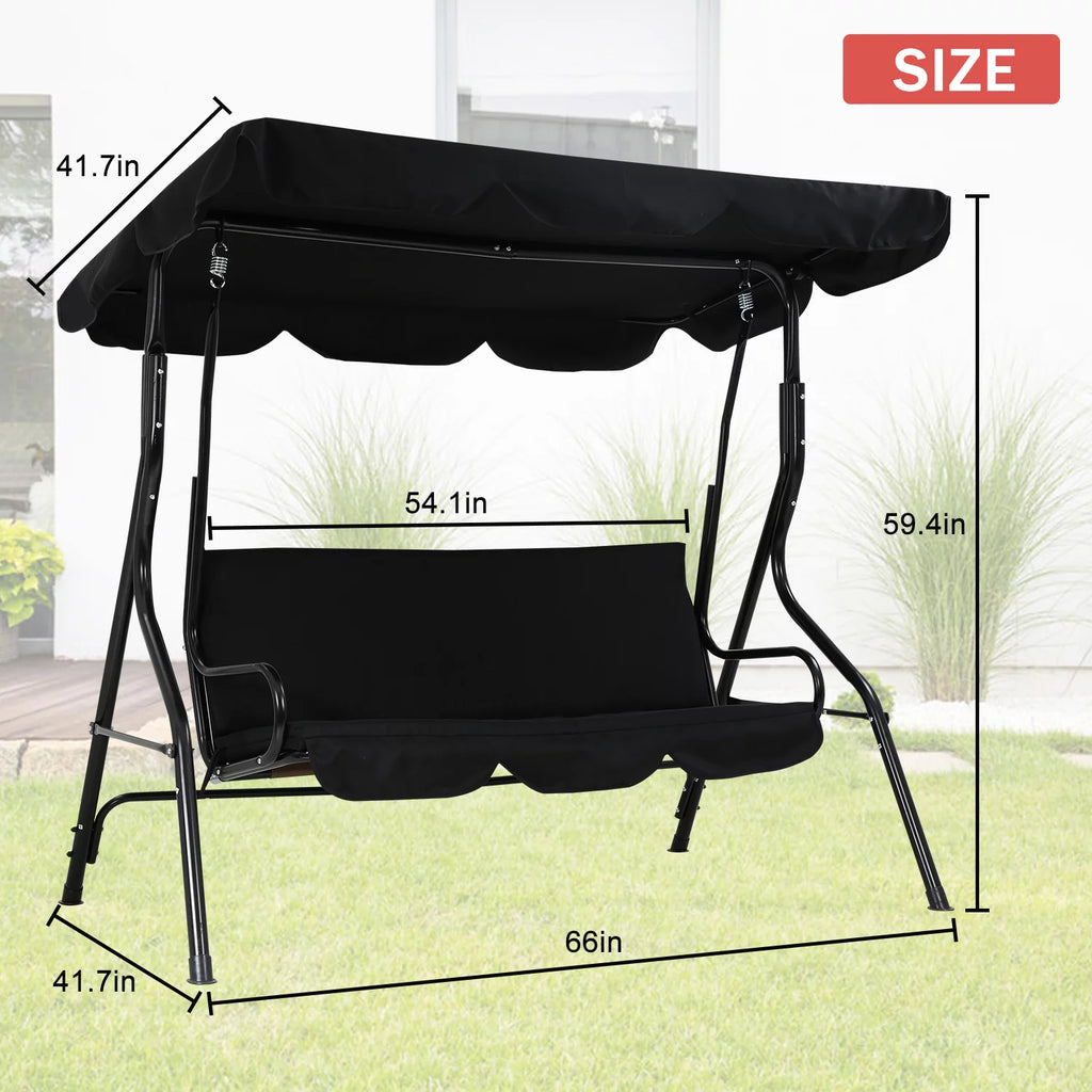 Black Outdoor Swing with Canopy and Cushions C256562