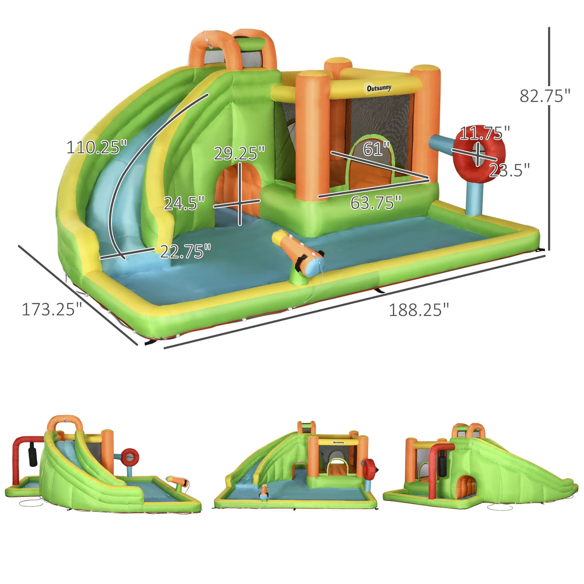 7-in-1 Inflatable Water Slide Bounce House with Carry Bag K3840