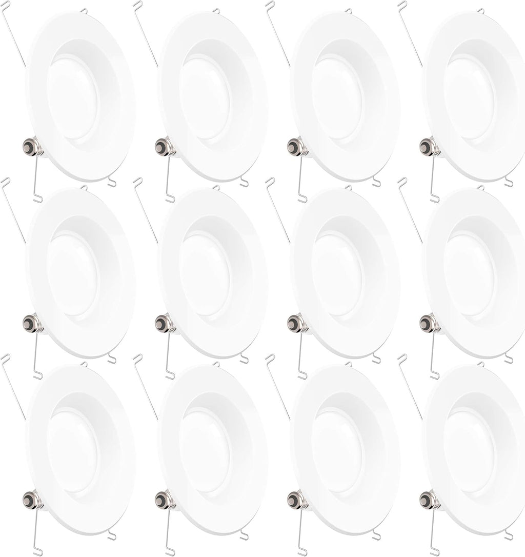 12 Pack 5/6 Inch LED Recessed Lighting, Smooth Trim, Dimmable, 2700K Soft White, 13W, 965 LM T82522