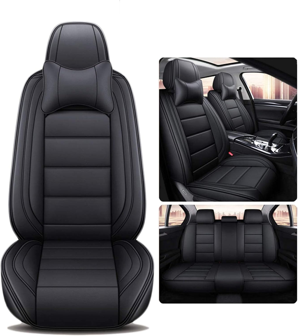 Black Coffee Leatherette Car Seat Cover Full Set X3402