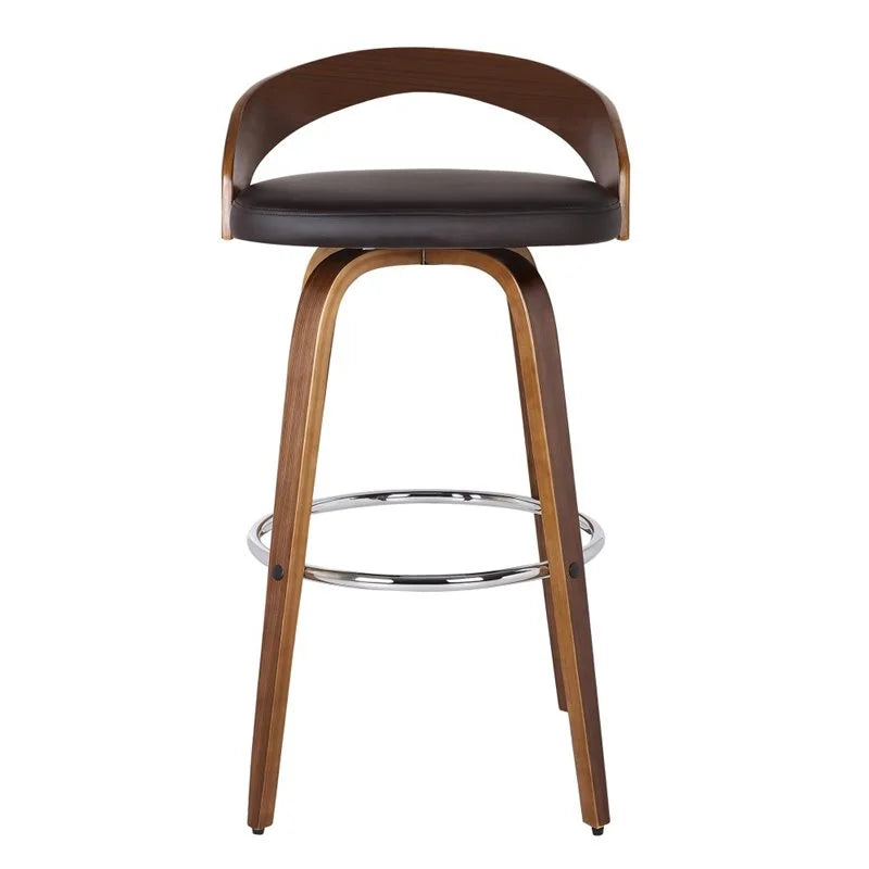 Brown/Walnut Faux Leather & Wood Counter Stool G36294