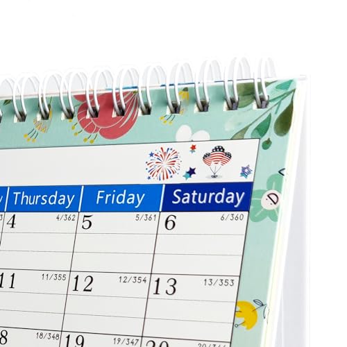 Desk Calendar, 12 Months, 8" x 6", Pink-Floral N153
