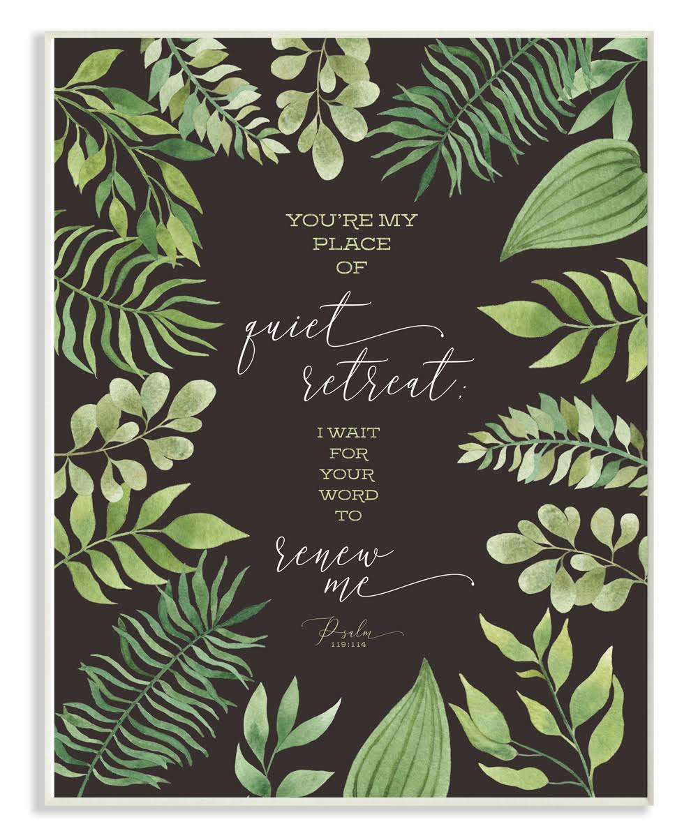 Green Leaf Psalm Quote Typography, 24 x 30 R791