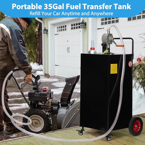 30 Gallon Portable Gas Caddy on 4 Wheels with Manual Transfer Pump Z7661
