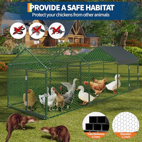 Metal Chicken Coop with Waterproof Cover, 160" x40" x40", 4 Doors A3336