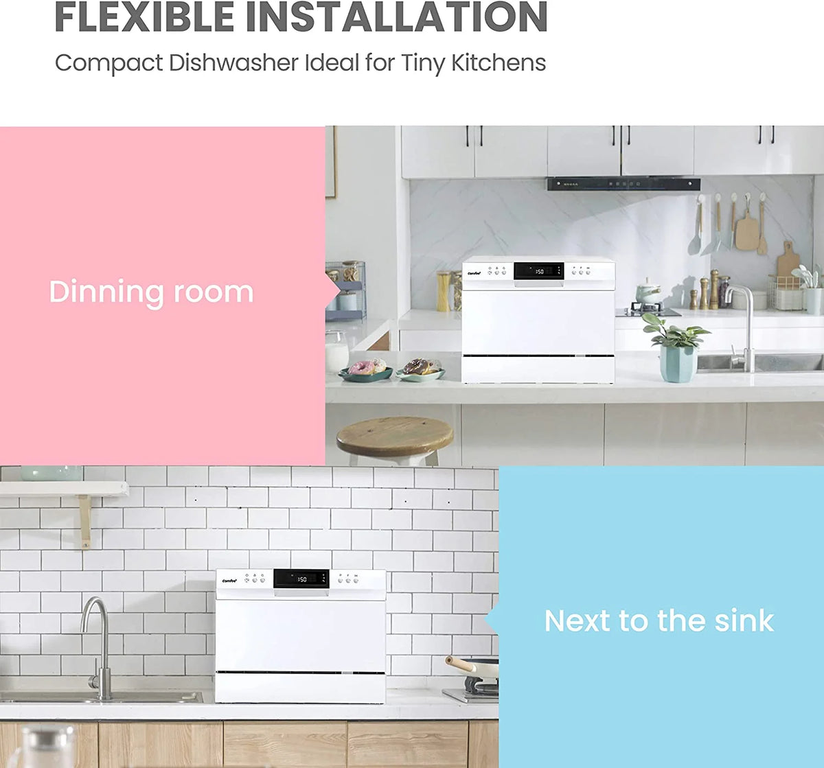 White Countertop Dishwasher with 6 Place Settings O488