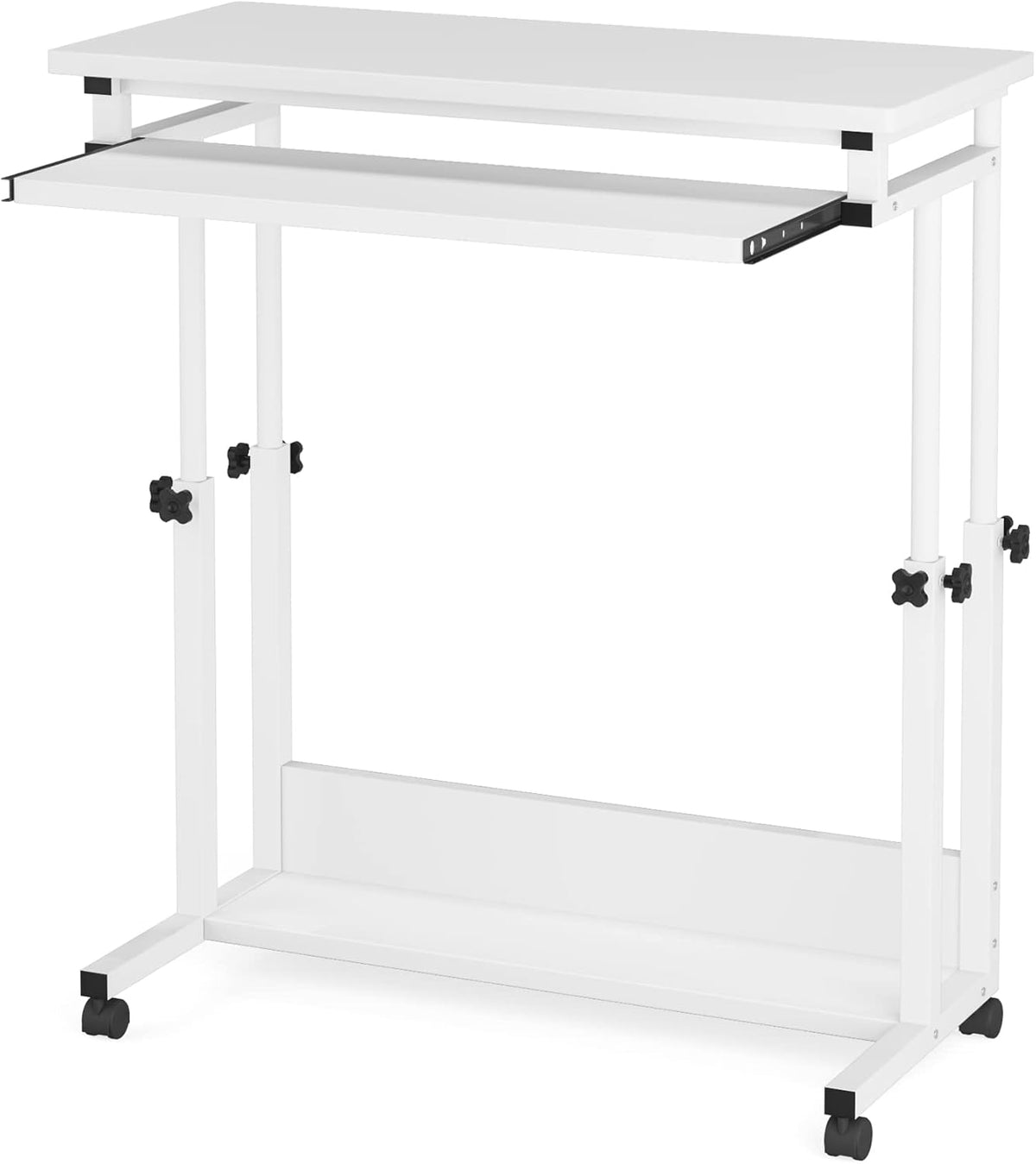 Height Adjustable Portable Desk with Keyboard Tray on Wheels C1273