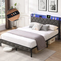 Full Size Upholstered Platform Bed with Storage Headboard S26693