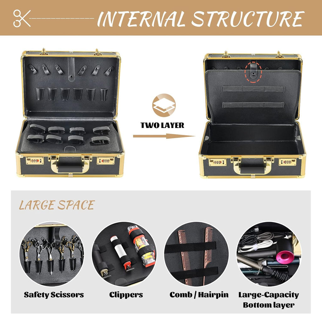 Barber Case with Code Lock Dual Layer 16 x 13 x 6 inch V623