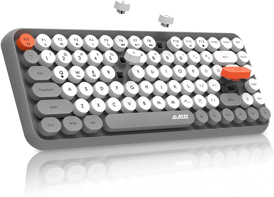 84 Key Bluetooth Retro Round Keycaps Ergonomic Wireless Mini Keyboard Y534011