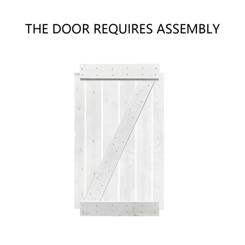 30 in. x 84 in. Light Cream Stained Pine Wood Sliding Barn Door with Hardware Kit G536