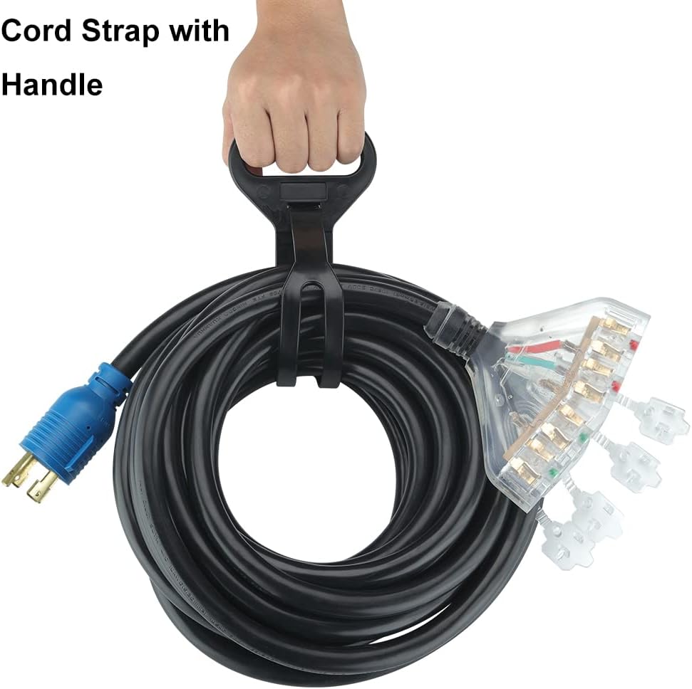 25 Feet 30 Amp 10 Gauge 4 Prong Generator Extension Cord 125/250V 7500W Pack of 2 E745829