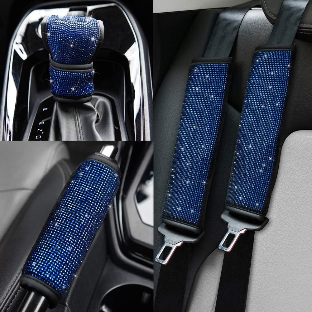 Soft Velvet Seat Belt Shoulder Pads with Rhinestones 4 Pack Set B9601